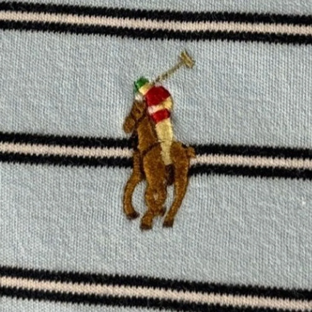 Polo Ralph Lauren Custom Slim Fit Striped Polo Shirt Mens XL Light Blue Pony